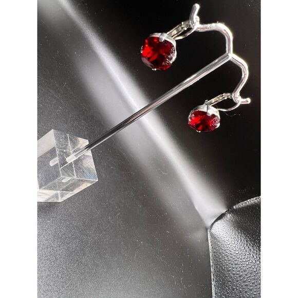 Red Gem Dangle Earrings - Picture 4 of 4
